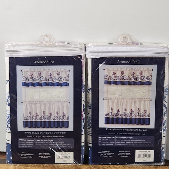 Kitchen Curtain Set Afternoon Tea Richloom Home Cottagecore Farmhouse - Picture 6 of 8